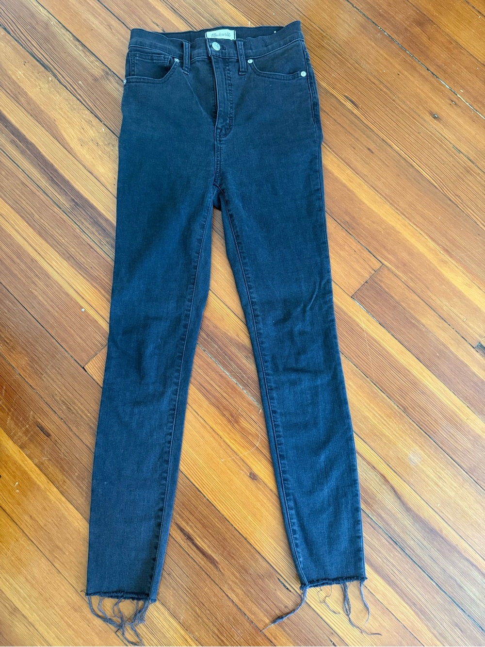 Madewell Black High-Rise Skinny Jeans with Raw Hem